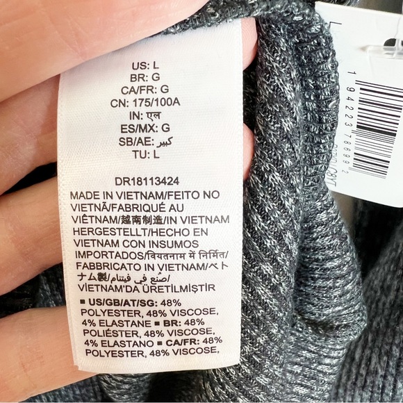 Daily Ritual Ribbed Long Lantern Sleeve Top NWT Charcoal Gray Size Large - Picture 9 of 10